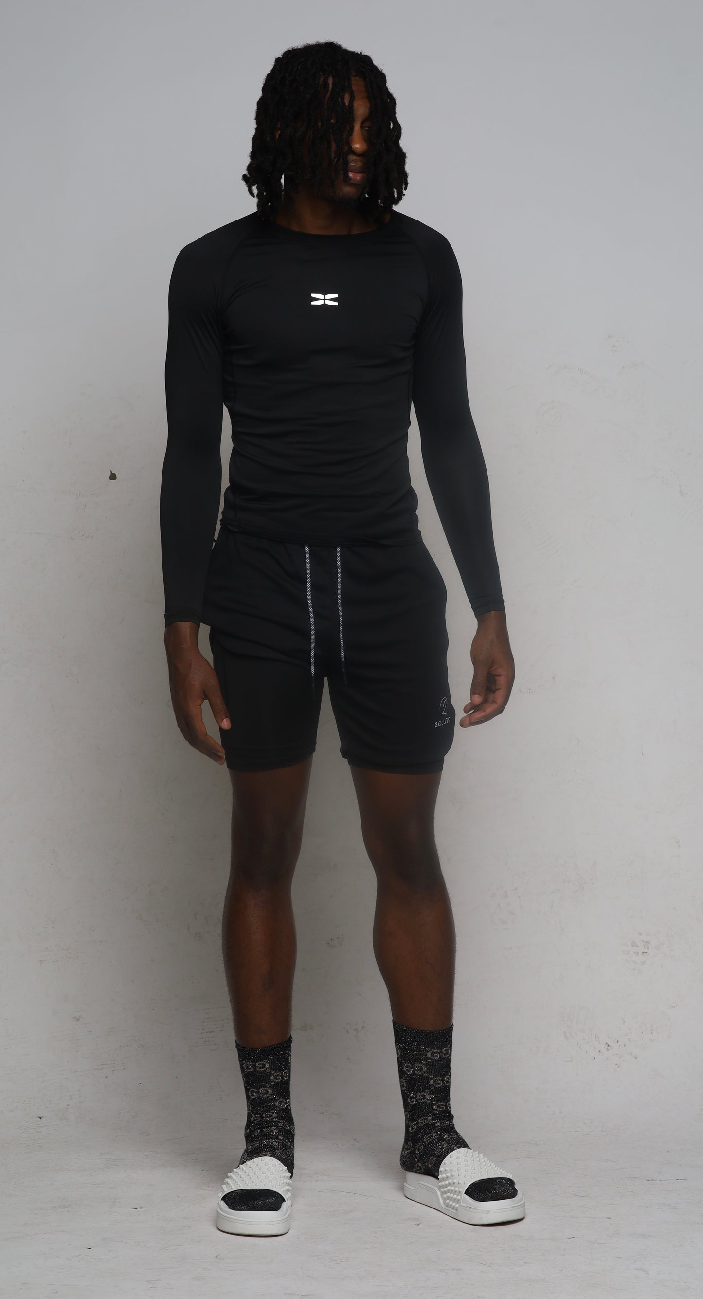 2 In 1 Black Compression Shorts