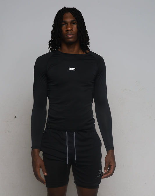 Front of black shorts on tall male